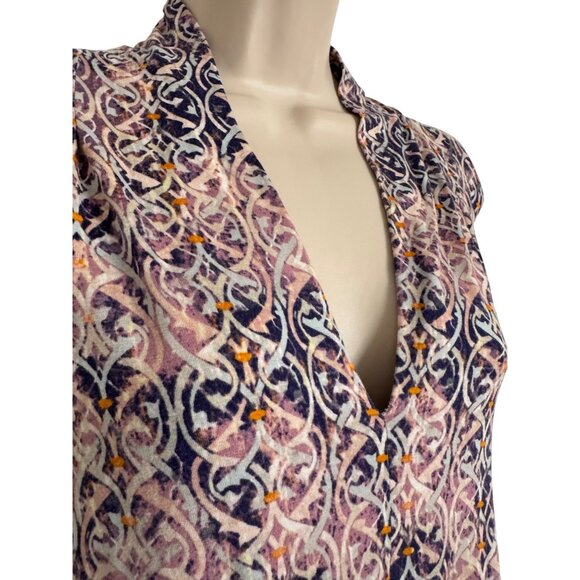 Cable & Gauge Women Size 1X Stretchy Tank Pleated V Neck Purple Pink EUC - Picture 2 of 9